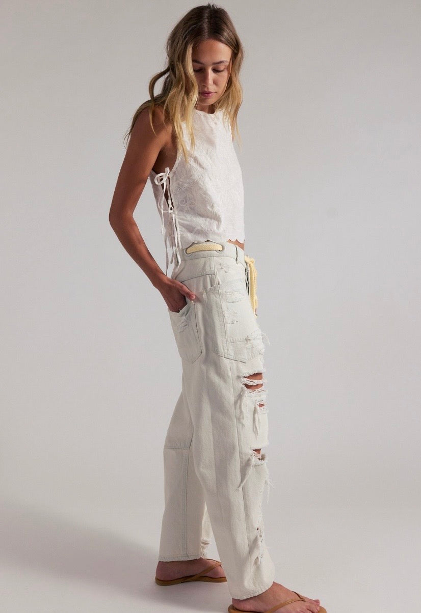 We The Free Moxie Pull-On Barrel Jeans-Sea Mist