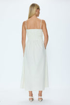 Bianca Shirred Striped Bodice Dress Sage Egret Stripe