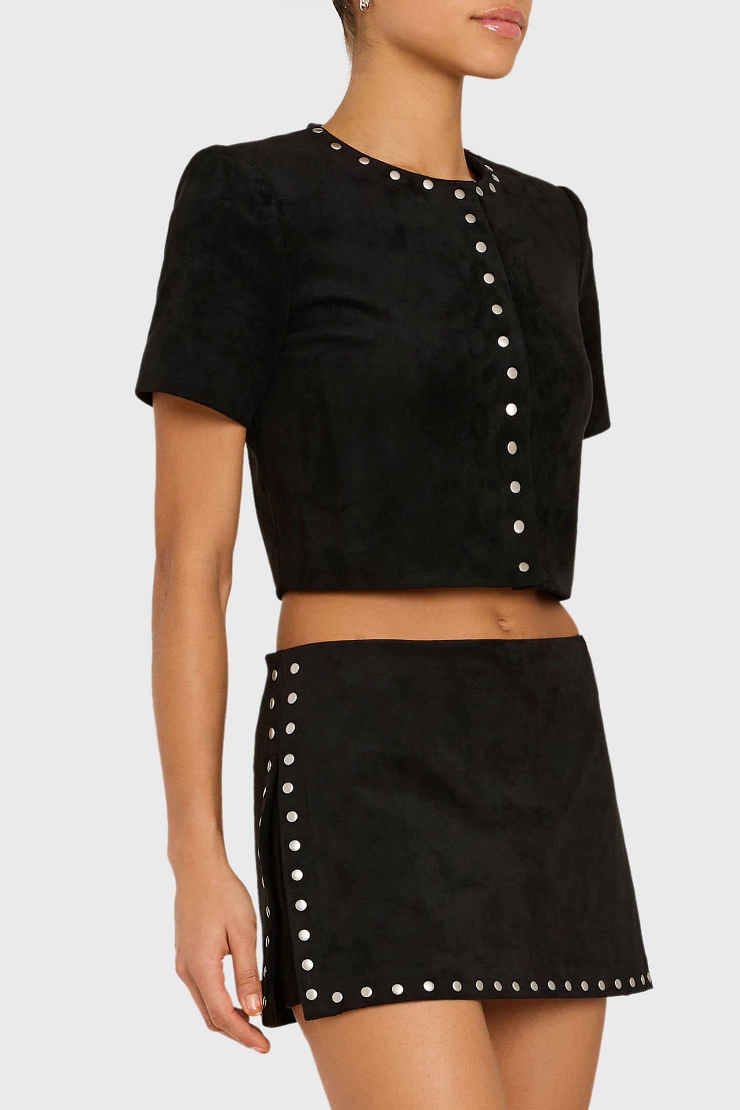 Braswell Suede Studded Top
