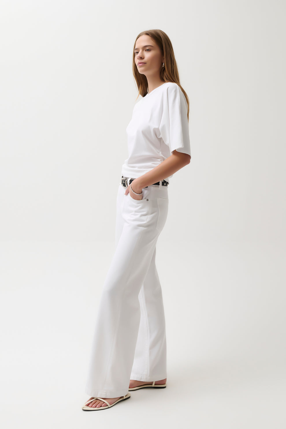 Jadyn Low Slung Palazzo Jean-Vivid White