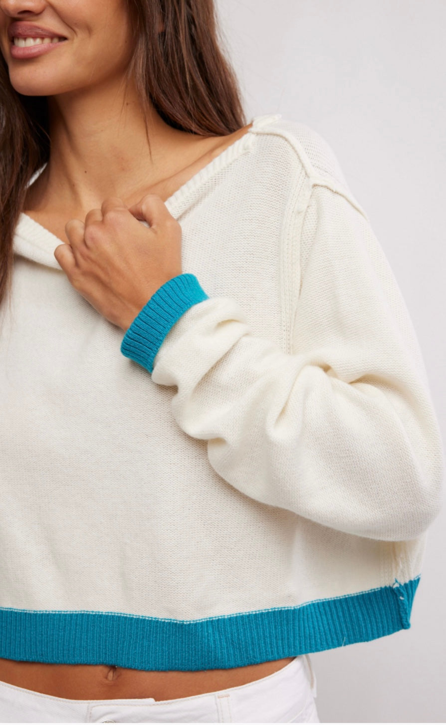 Free People Into the Blue Crop Pullover