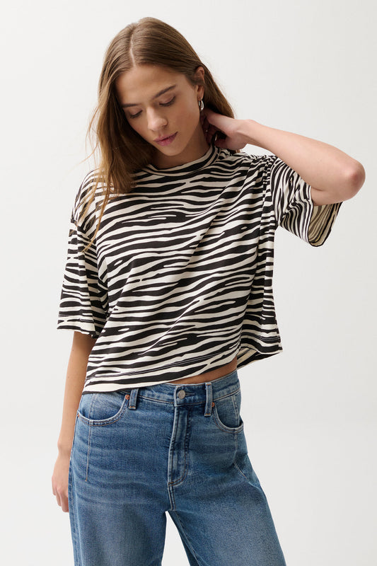 Mae Cropped Zebra Tee
