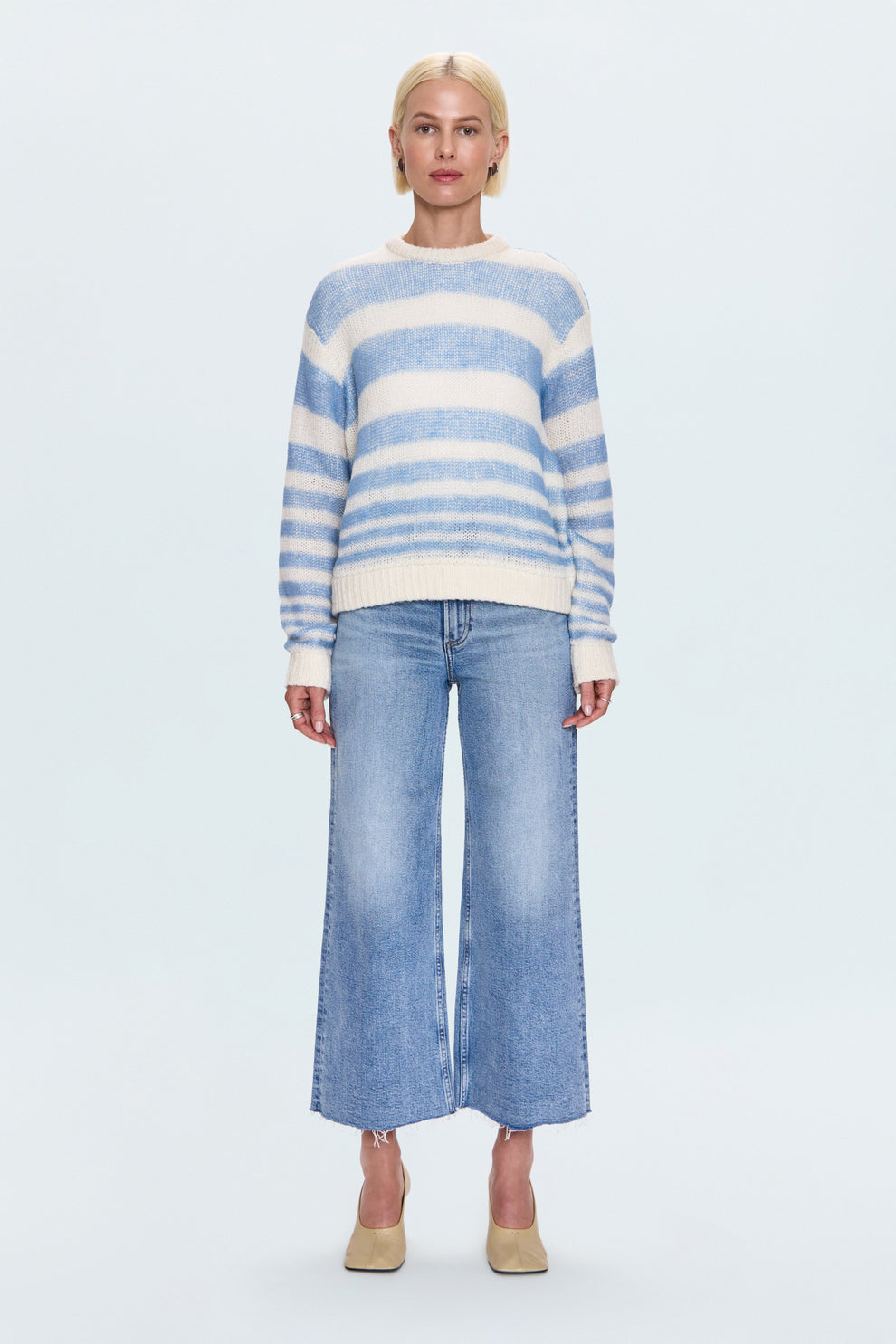 MOA Stripped Bubble Sweater- Blue Stripe