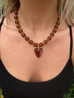 Athens Tortoise Beaded Necklace with Heart Charm
