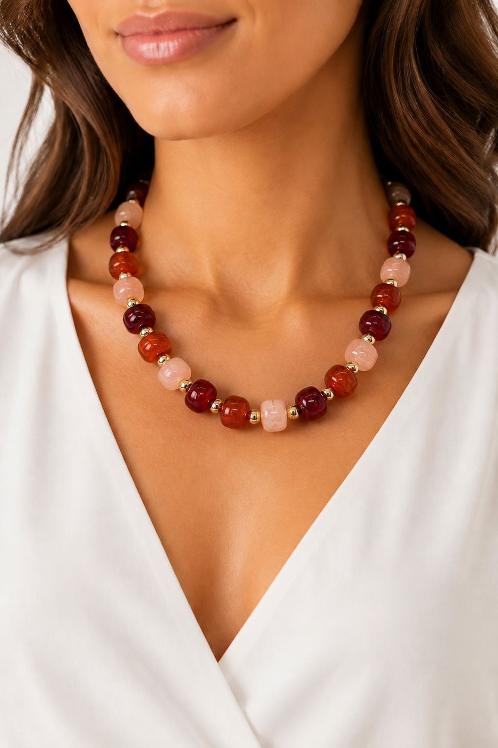 Kenny Chunky Maroon MixBeaded Necklace