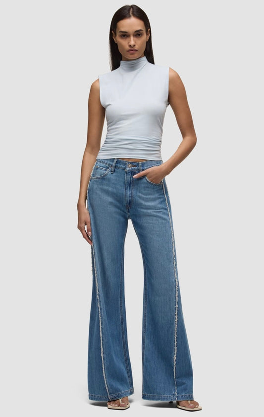 Hudson Jodie Loose Fit Wide Leg Jean with Frayed Seams