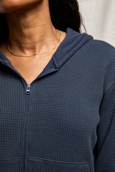 Inez Waffle Relaxed Zip-Up Cropped Jacket