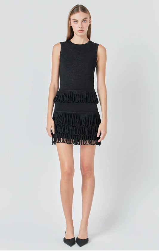 Lurex Knit Loop Mini Skirt