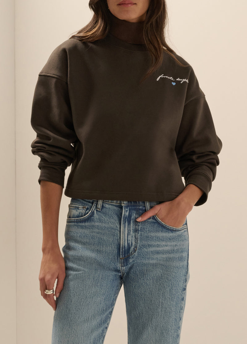 Cropped Signature Sweatshirt in Expresso By Favorite Daughter