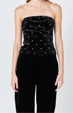 Endless Rose Velvet Rhinestone Bustier