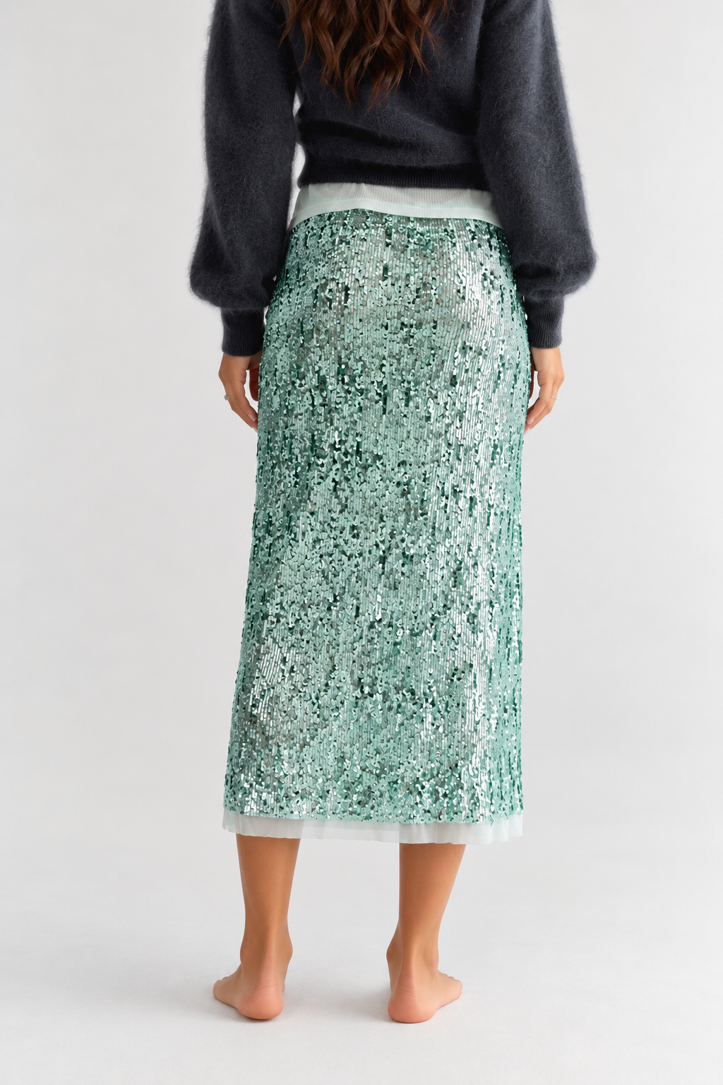 Party Trick Sequin Midi Slip Skirt