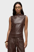 Hudson Vegan Leather Ruched Top