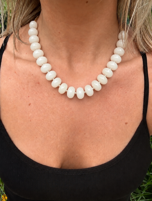 Bailey Cream Chunky Beaded Necklace