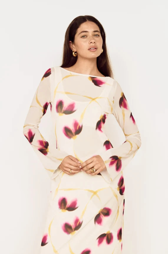 Emery Mesh Floral Midi