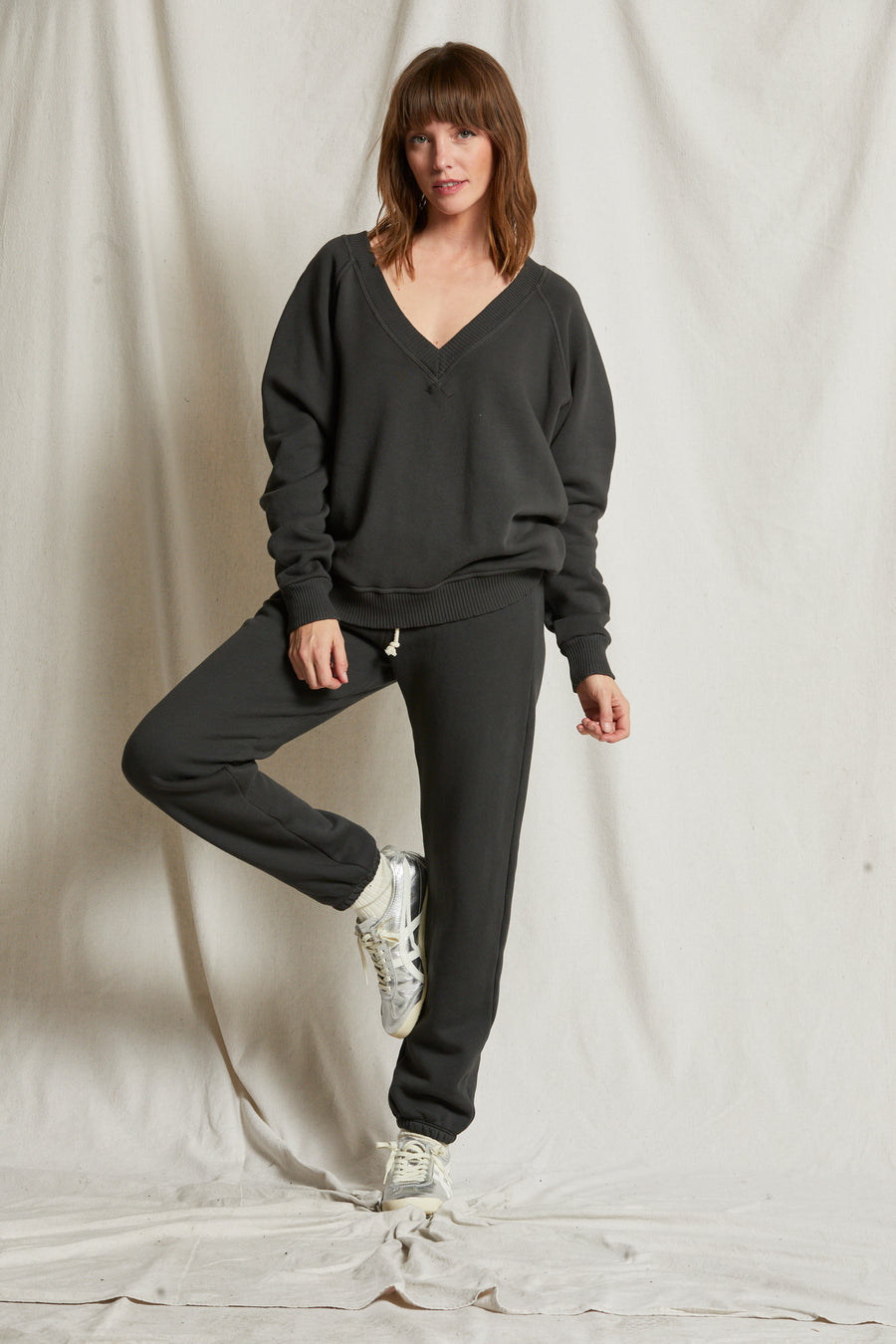 Dakota Cotton Fleece V-neck Sweatshirt