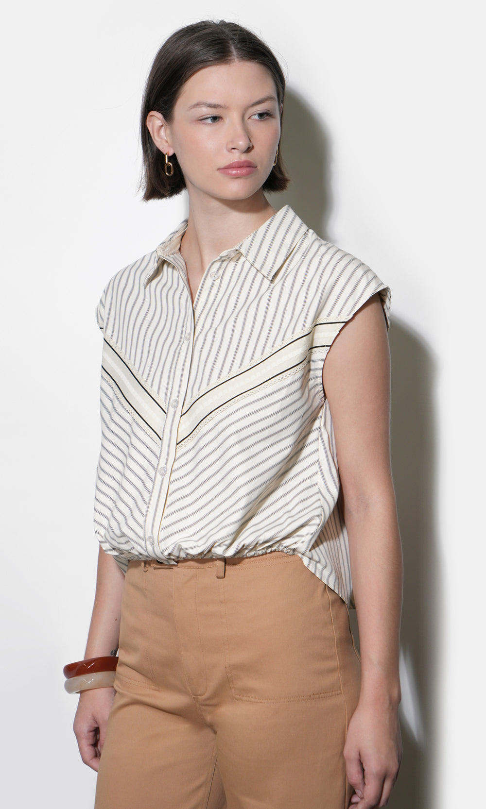 Everly Dolman Stripe Shirt Elastic Hem