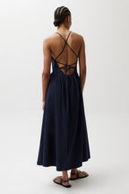 Sadee Open Back Dress-Navy Ship