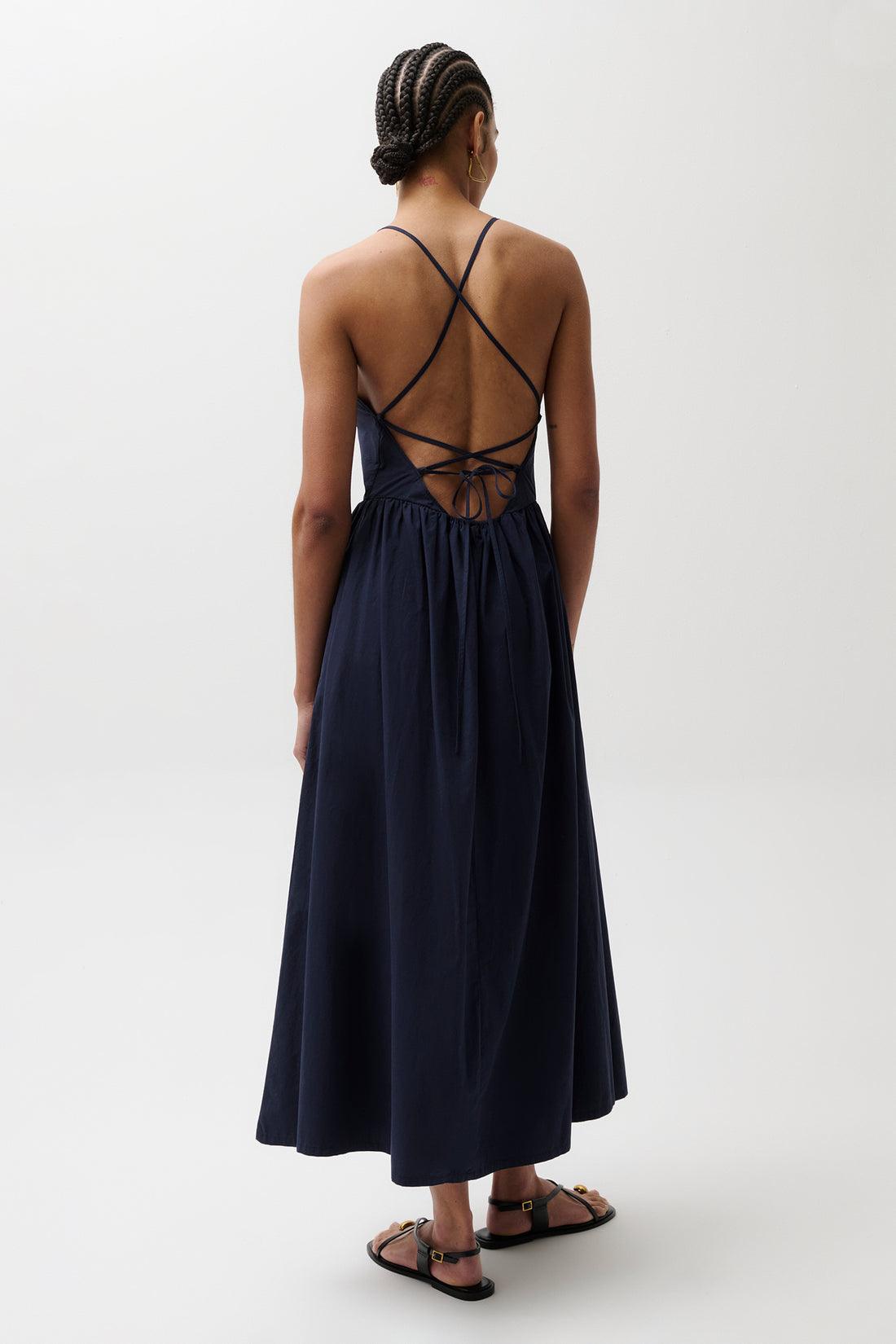 Sadee Open Back Dress-Navy Ship