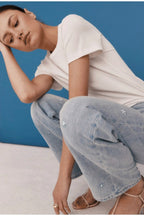 Lexi Mid Rise Bowed Straight Leg