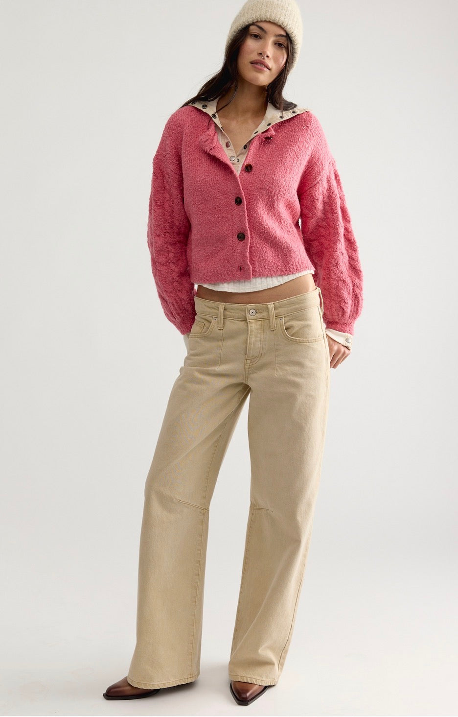 Thistle Cardi in Vintage Rose