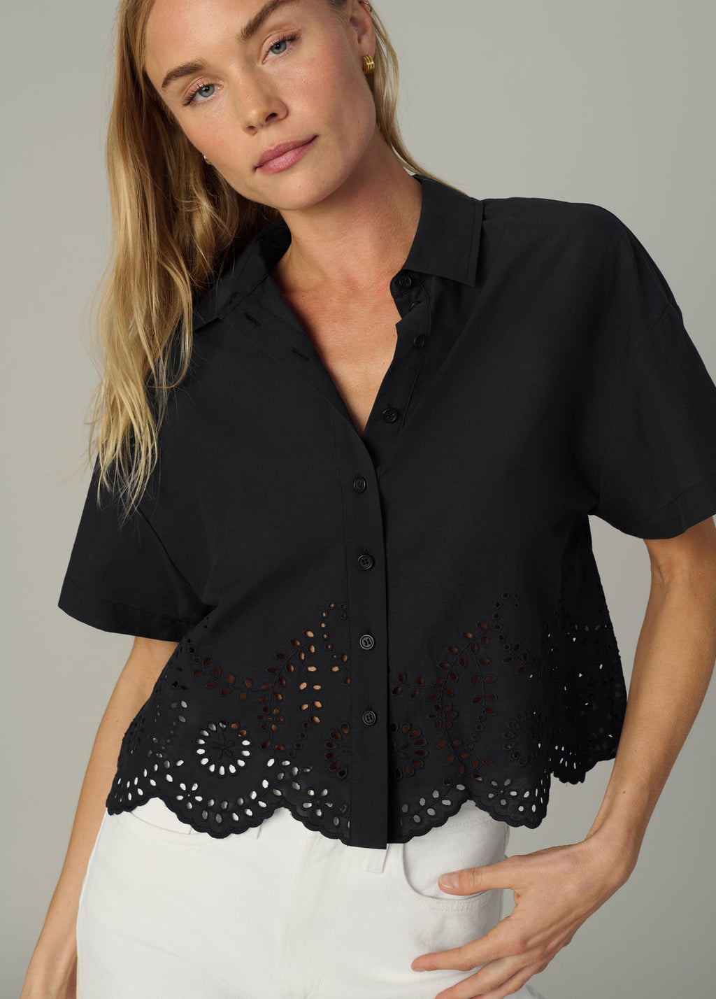 Eyelet Short Sleeve Shirt