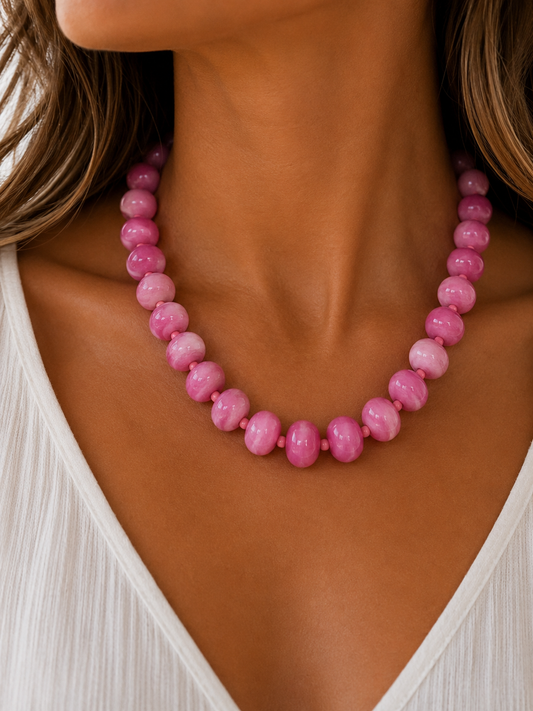 Marlan Hot Pink Beaded Necklace