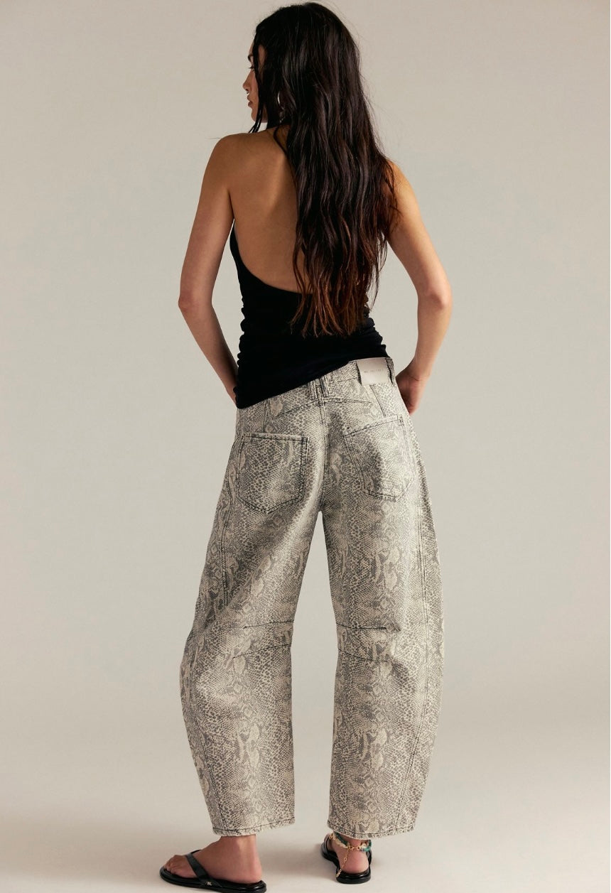 We The Free Good Luck Printed Barrel Jeans