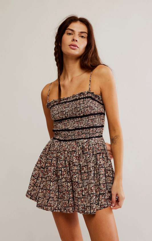 Free People Bali Checked Out Printed Romper