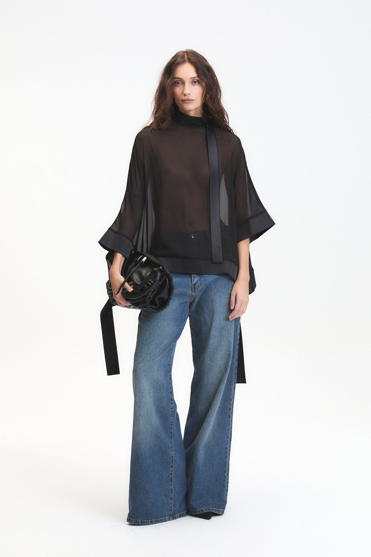 Carter Sheer Blouse in Black