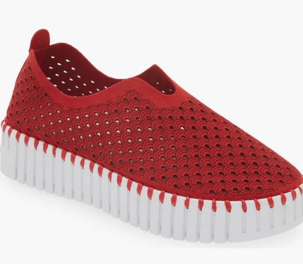 Red Platform Tulip Slip On Sneaker