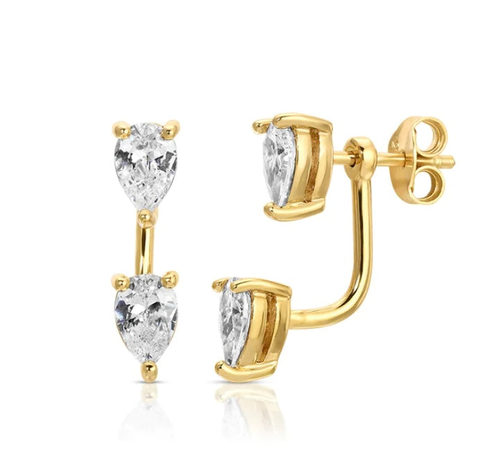 Allure Gold Teardrop CZ Jacket Earrings