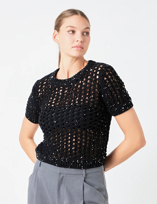 SEQUINS KNIT TOP