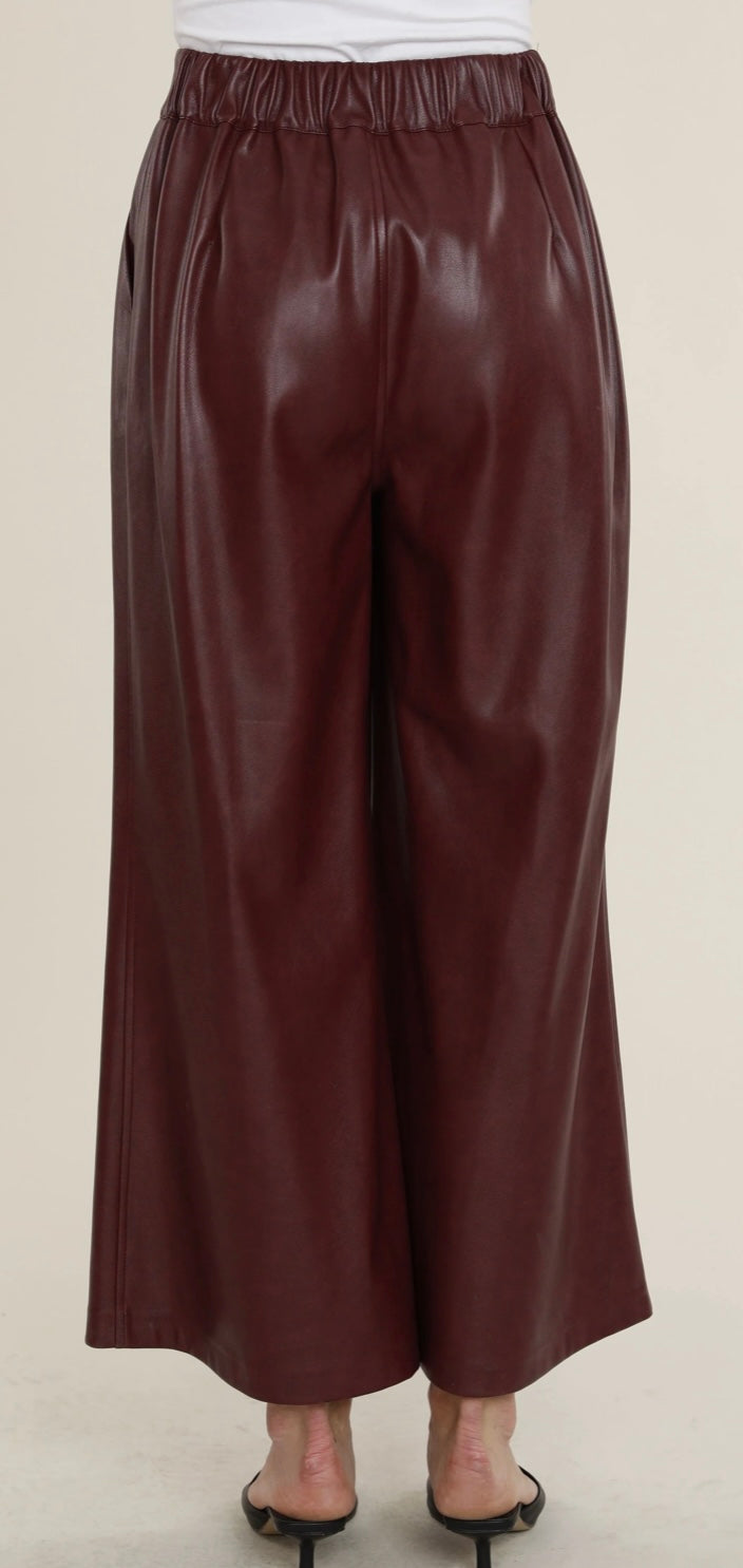 Wide Leg Vegan Leather Pants