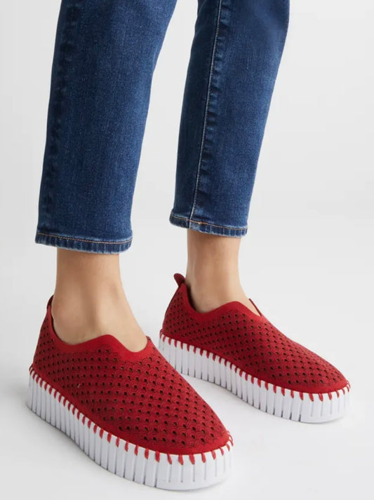 Red Platform Tulip Slip On Sneaker