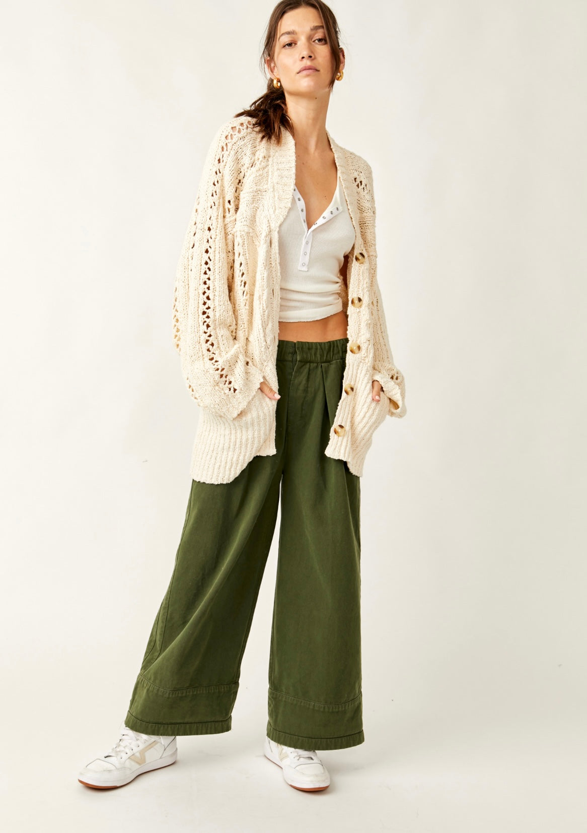 Free People Cable Cardi
