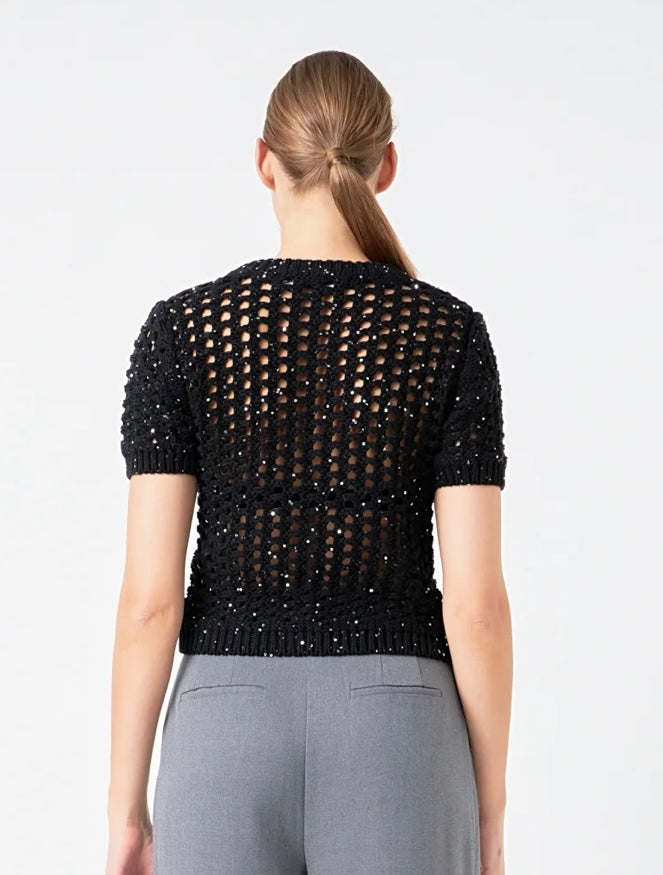 SEQUINS KNIT TOP