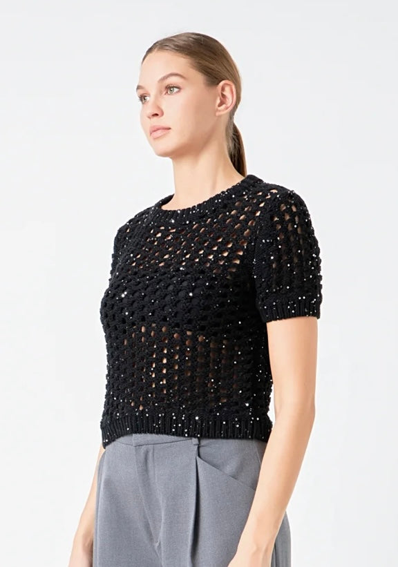 SEQUINS KNIT TOP