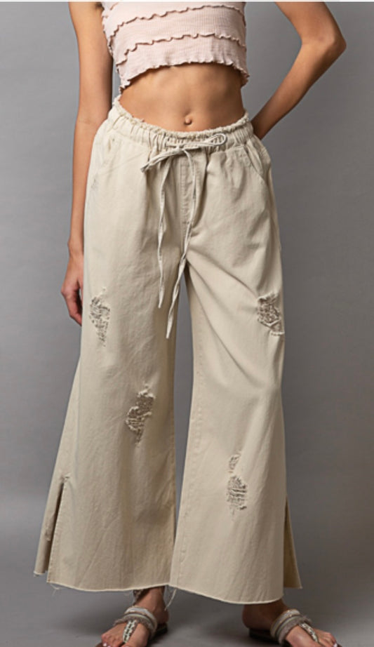 Daisy Distressed Oatmeal Pant