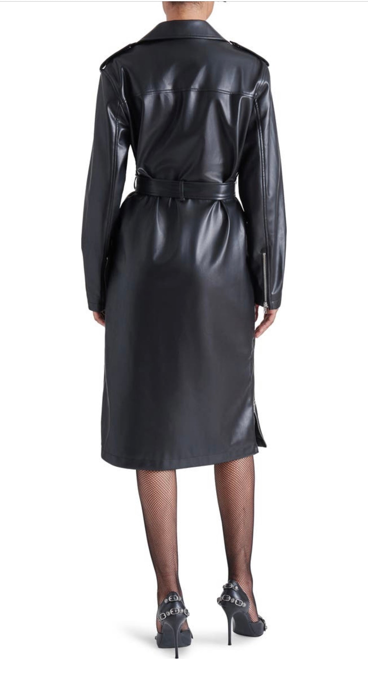 Kenna Faux Leather Moto Trench Coat