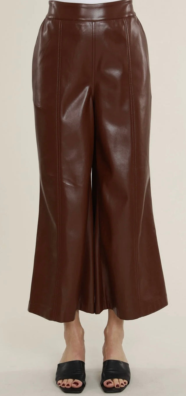 Wide Leg Vegan Leather Pants