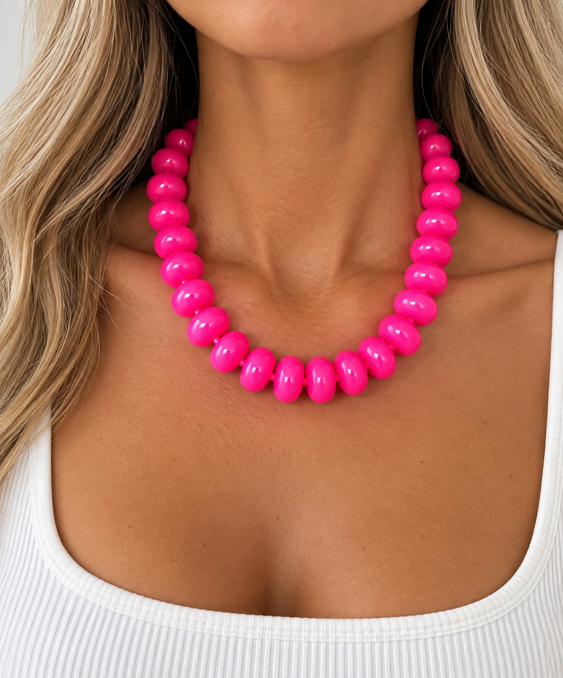 Bailey Hot Pink Beaded Necklace