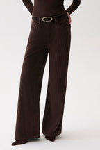 Jadyn Corduroy Mid-Rise Palazzo Jean - Mocha