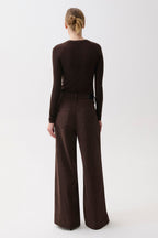 Jadyn Corduroy Mid-Rise Palazzo Jean - Mocha