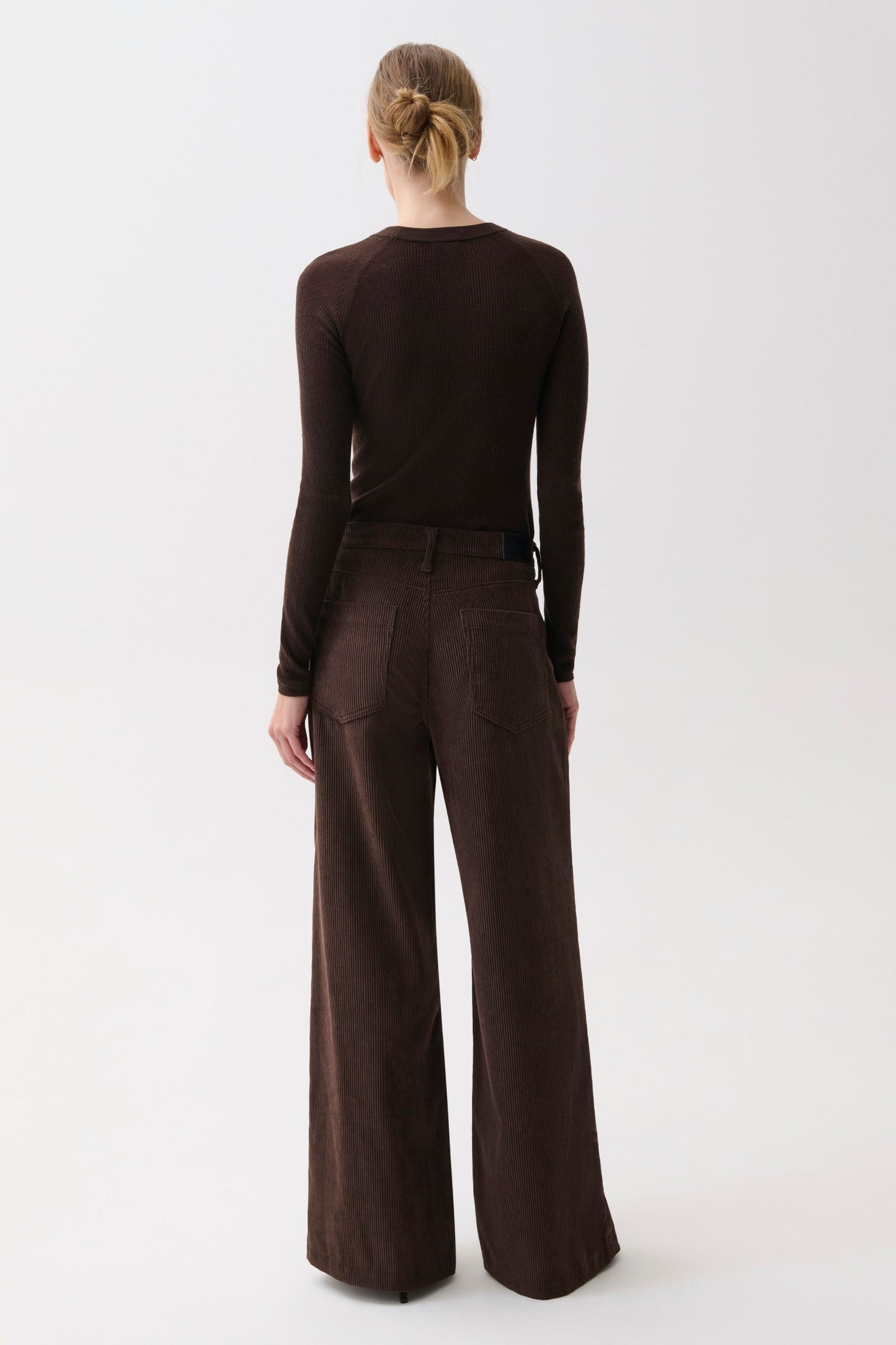 Jadyn Corduroy Mid-Rise Palazzo Jean - Mocha