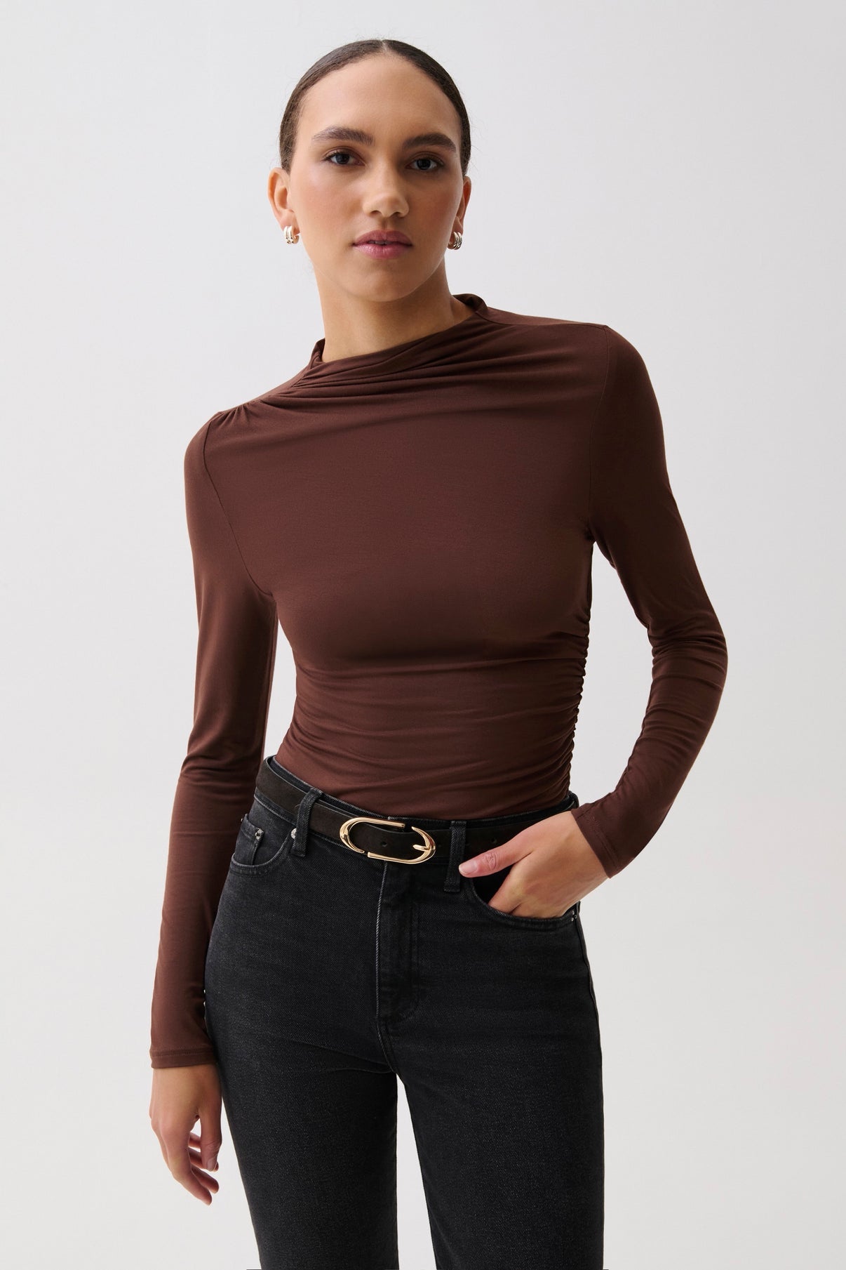 Nathalia Draped Mock Neck