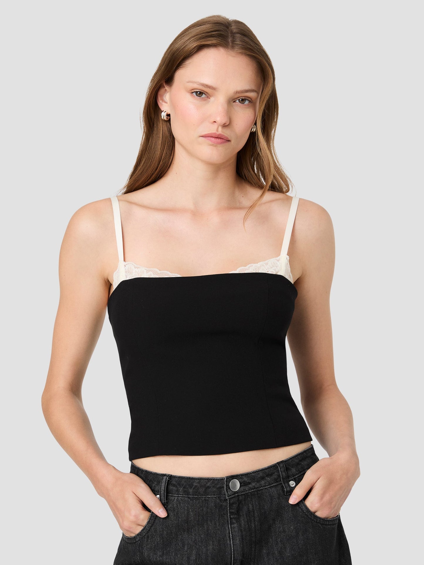 Zara Lace Peekaboo Fitted Top