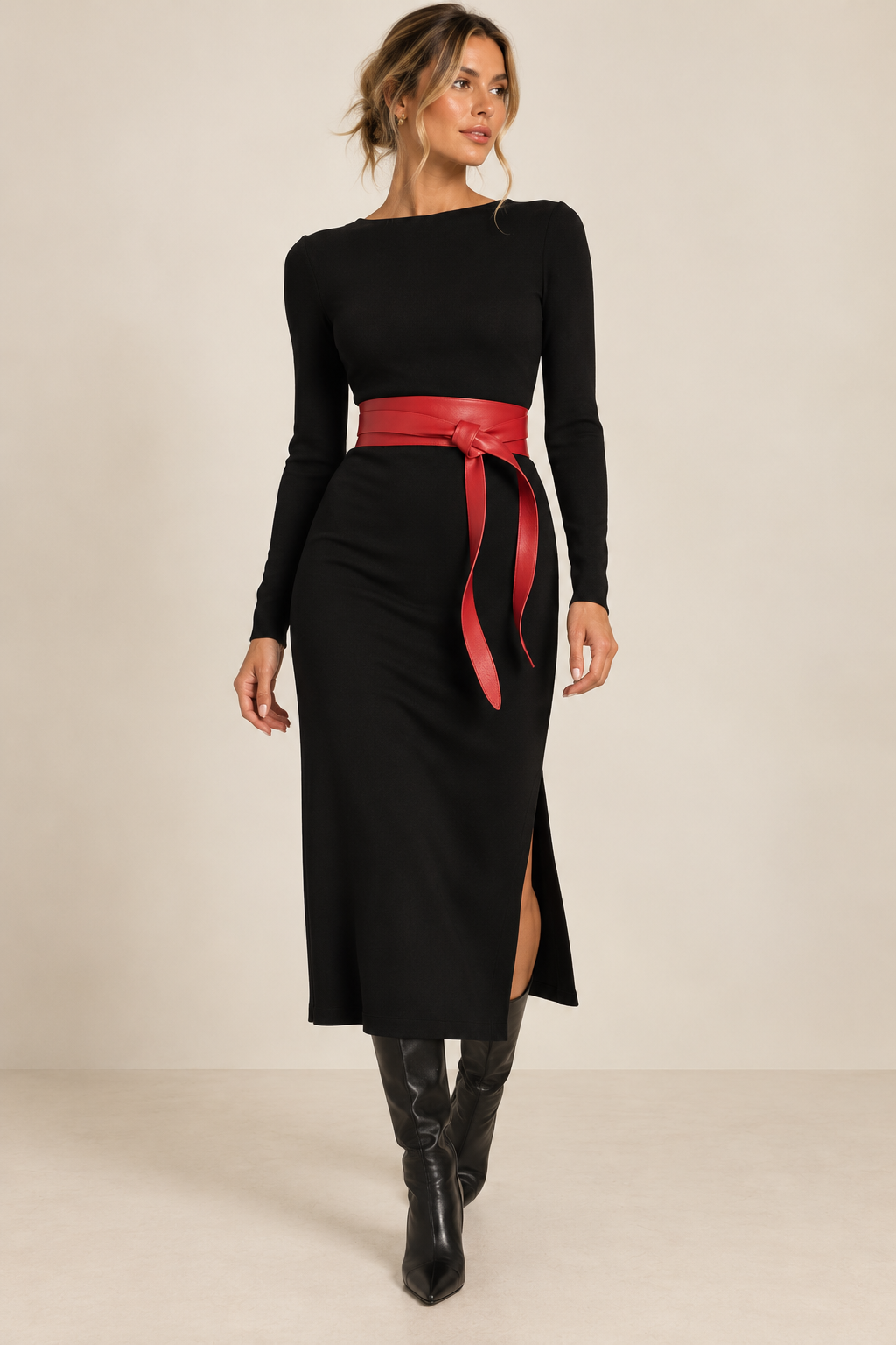 Red Leather Wrap Belt