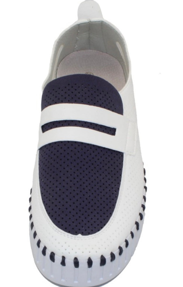 Navy Loafer Platform Slip On Sneaker