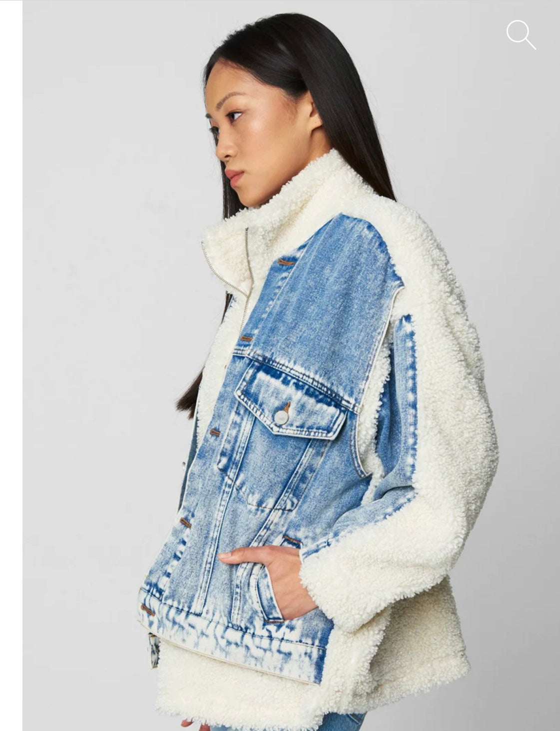 BLANKNYC Fuzzy Wuzzy Denim Sherpa Jacket