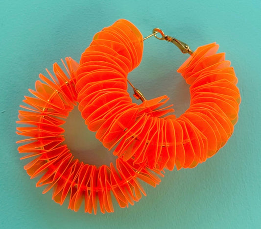 Sparkle and Shine Neon Orange Hoops